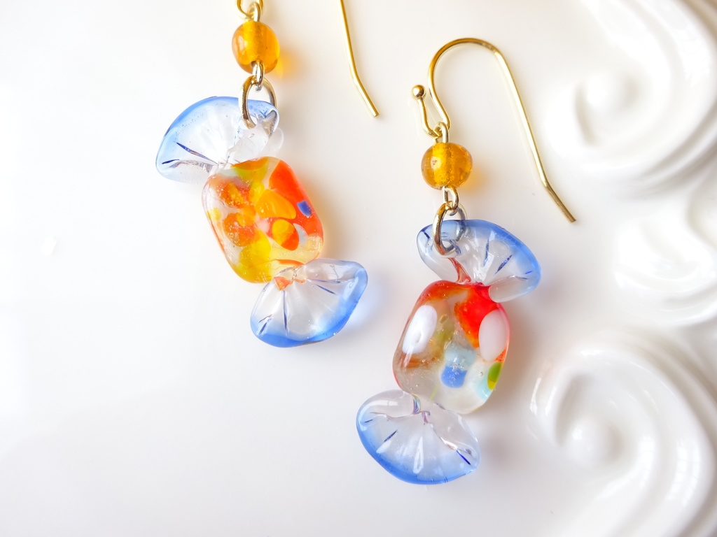 ガラス製・レトロキャンディーA(イヤリングOK)