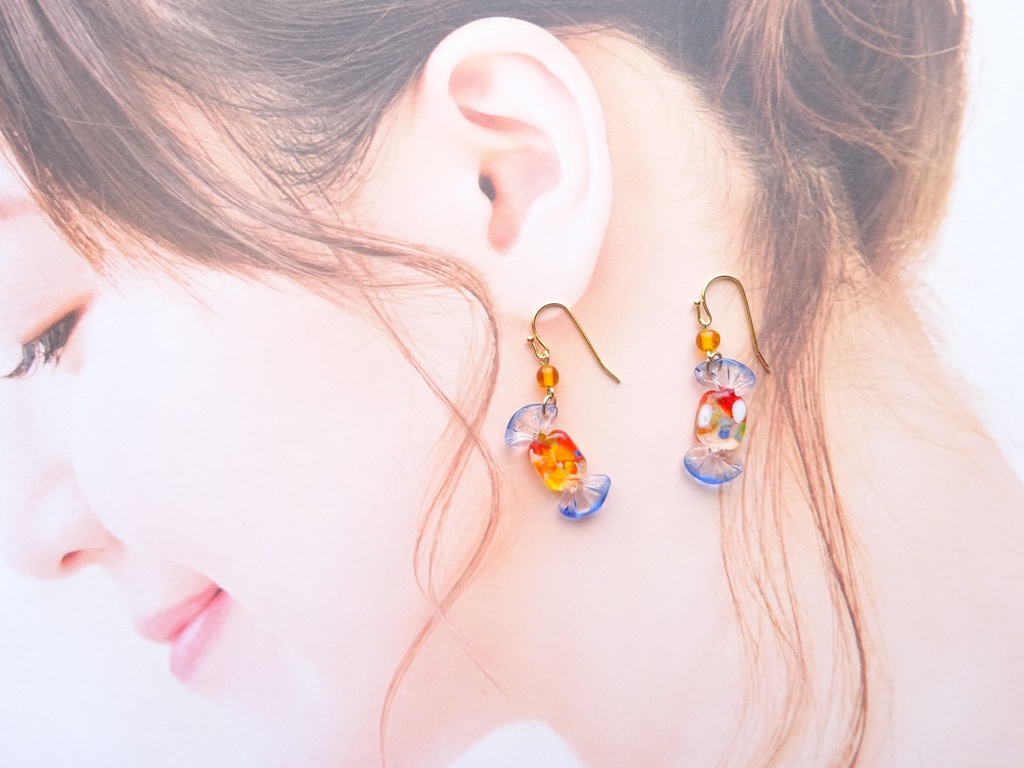 ガラス製・レトロキャンディーA(イヤリングOK)