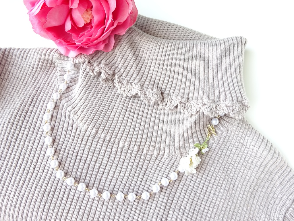 パールフラワーネックレス