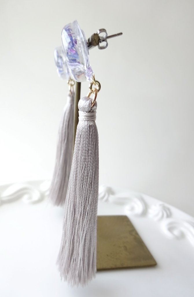 ブルーフラワーティーのピアス(イヤリングOK)