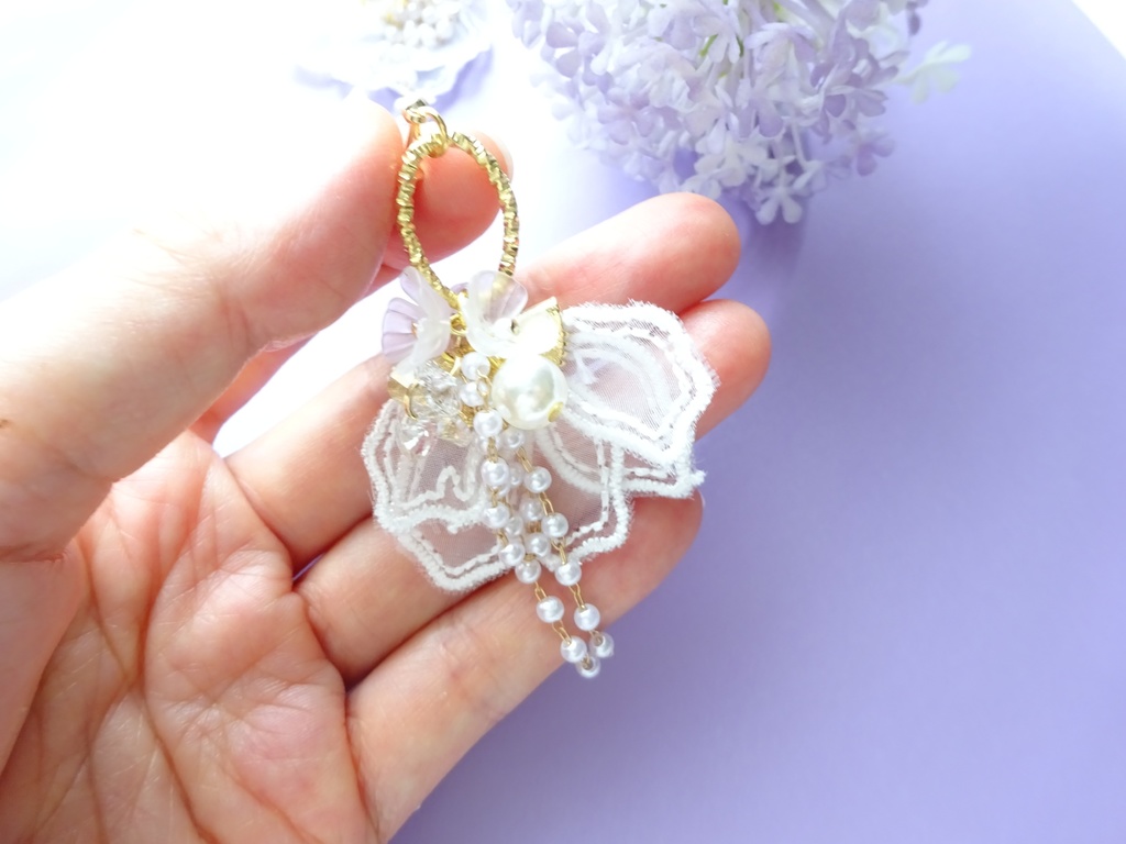 フロストレースフラワー ピアス(イヤリングOK)