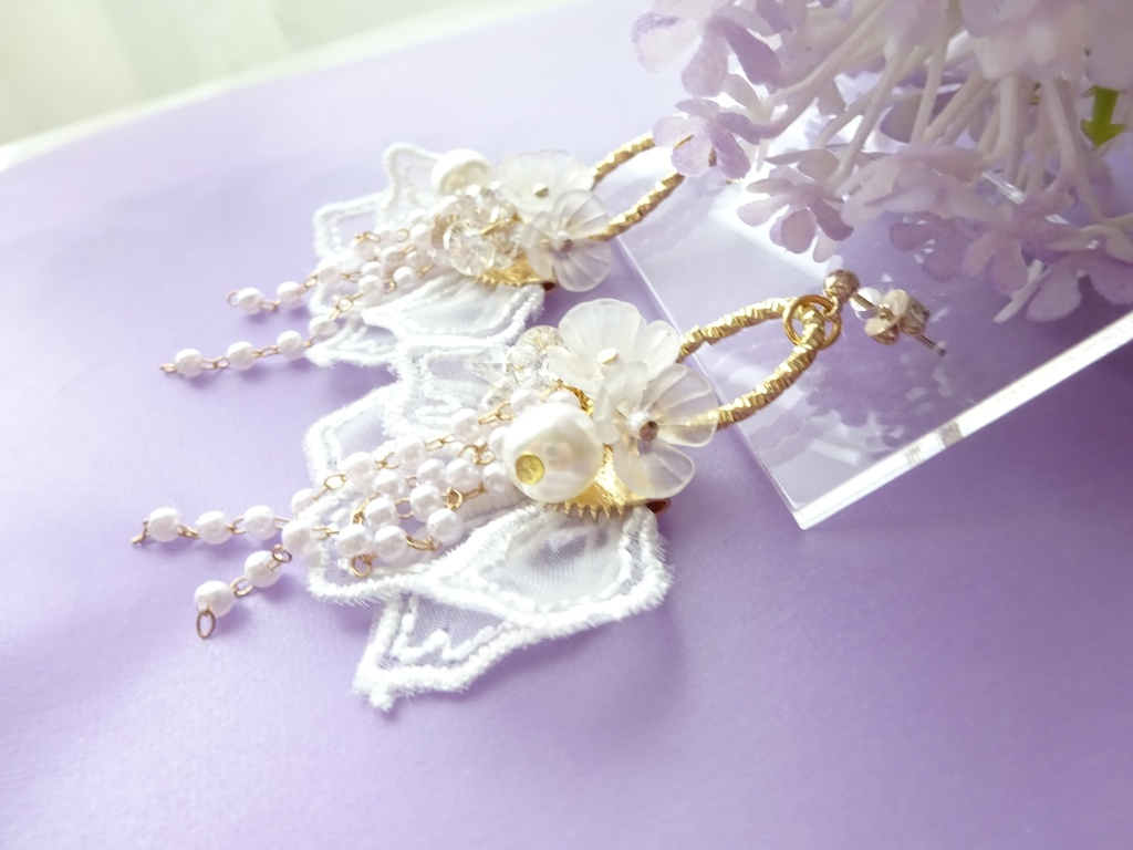 フロストレースフラワー ピアス(イヤリングOK)