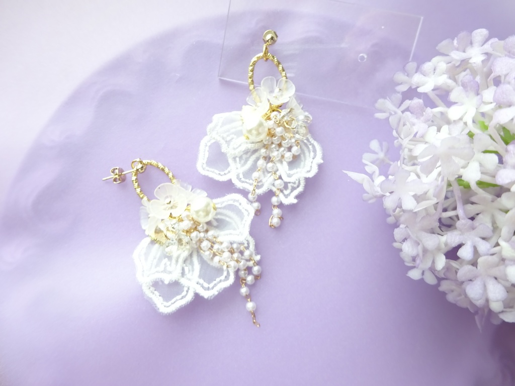 フロストレースフラワー ピアス(イヤリングOK)