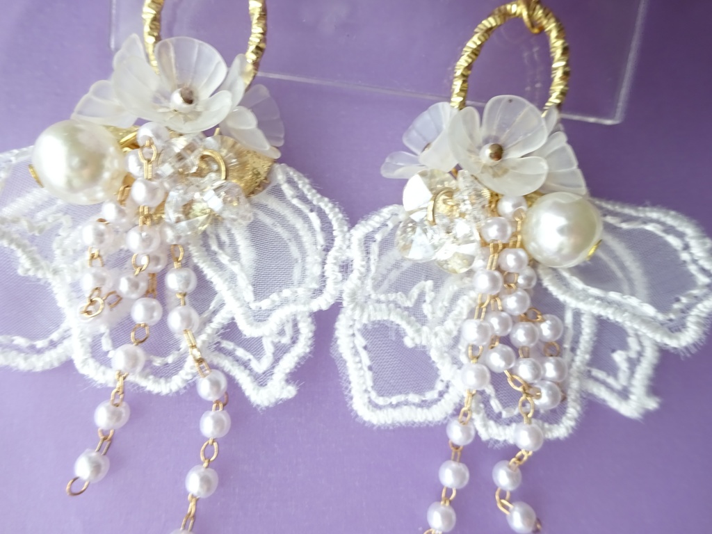 フロストレースフラワー ピアス(イヤリングOK)