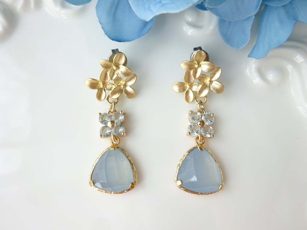 水色紫陽花ピアス