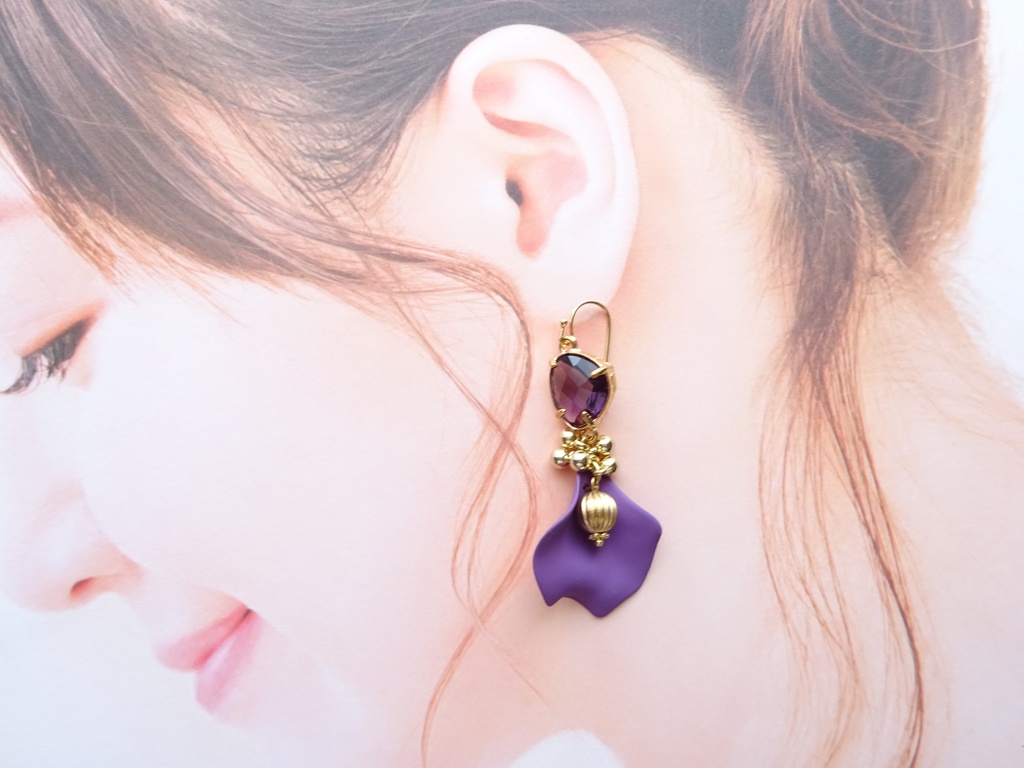 クリスマスポプリピアス パープル(イヤリングOK)