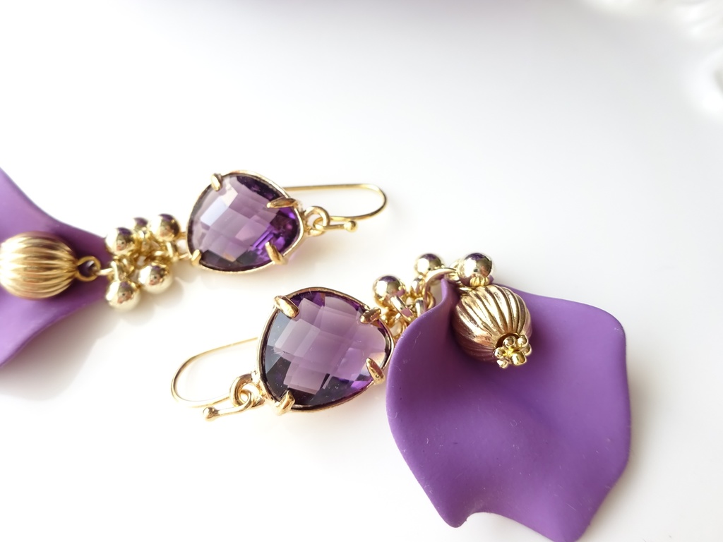 クリスマスポプリピアス パープル(イヤリングOK)