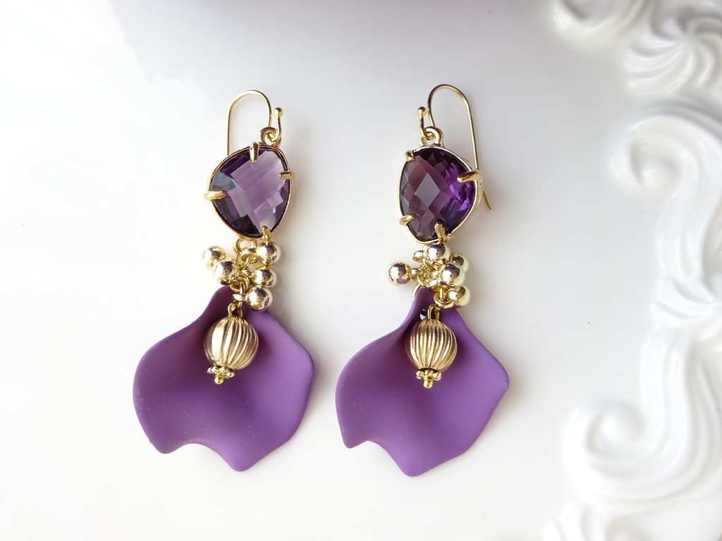 クリスマスポプリピアス パープル(イヤリングOK)