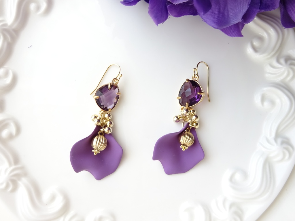 クリスマスポプリピアス パープル(イヤリングOK)