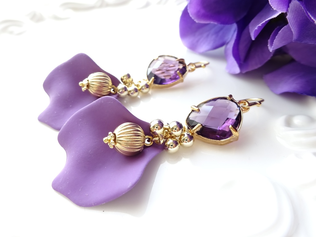 クリスマスポプリピアス パープル(イヤリングOK)