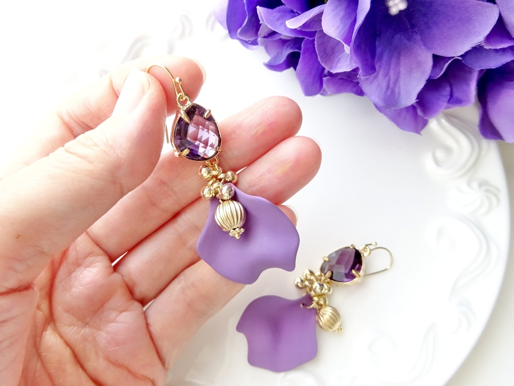 クリスマスポプリピアス パープル(イヤリングOK)