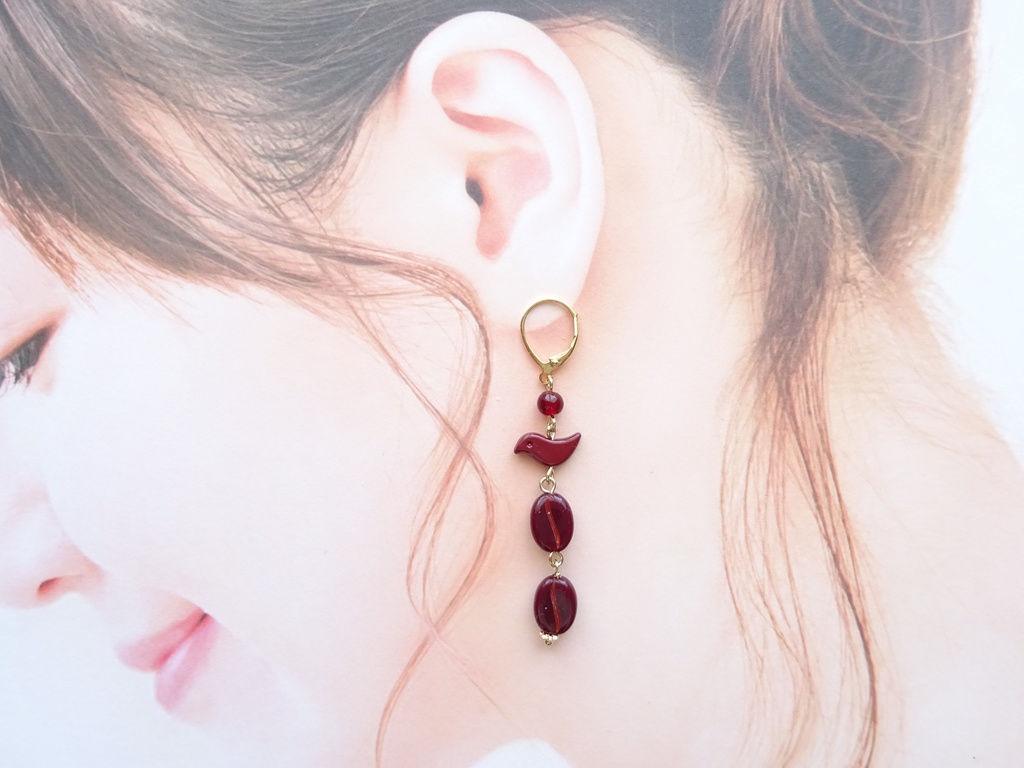 カフェバード ピアス・カフェモカ(イヤリングOK)