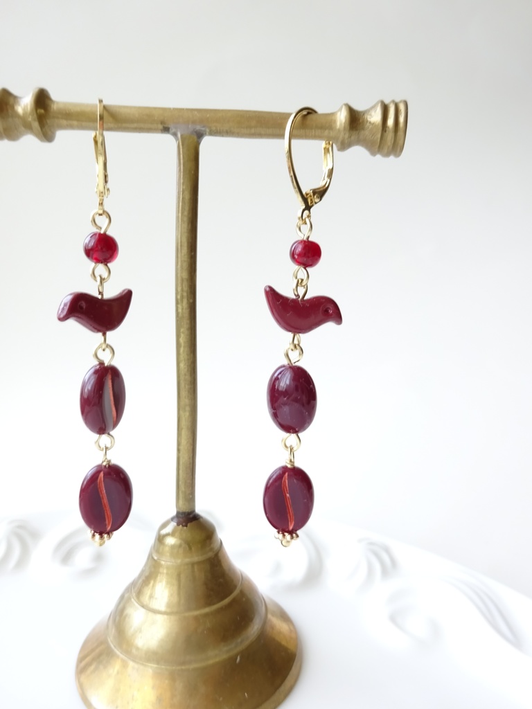 カフェバード ピアス・カフェモカ(イヤリングOK)