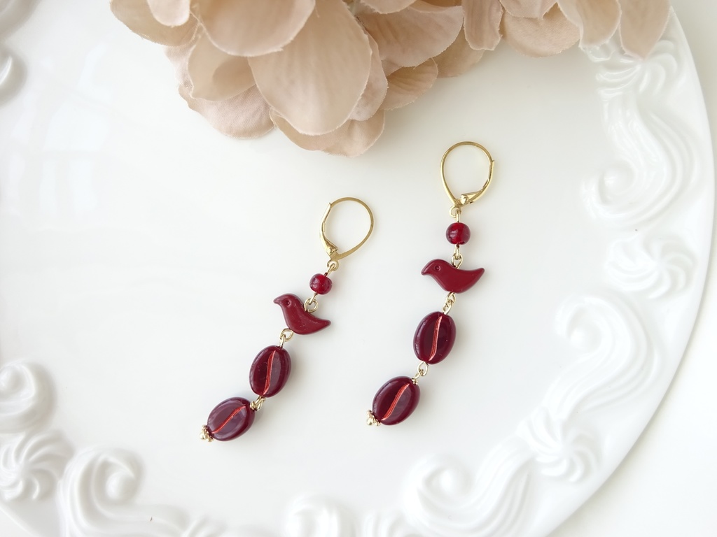 カフェバード ピアス・カフェモカ(イヤリングOK)