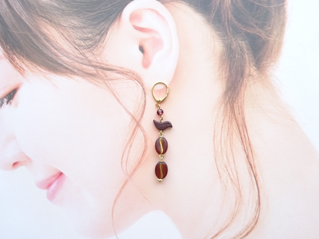 カフェバード ピアス・アイスコーヒー(イヤリングOK)