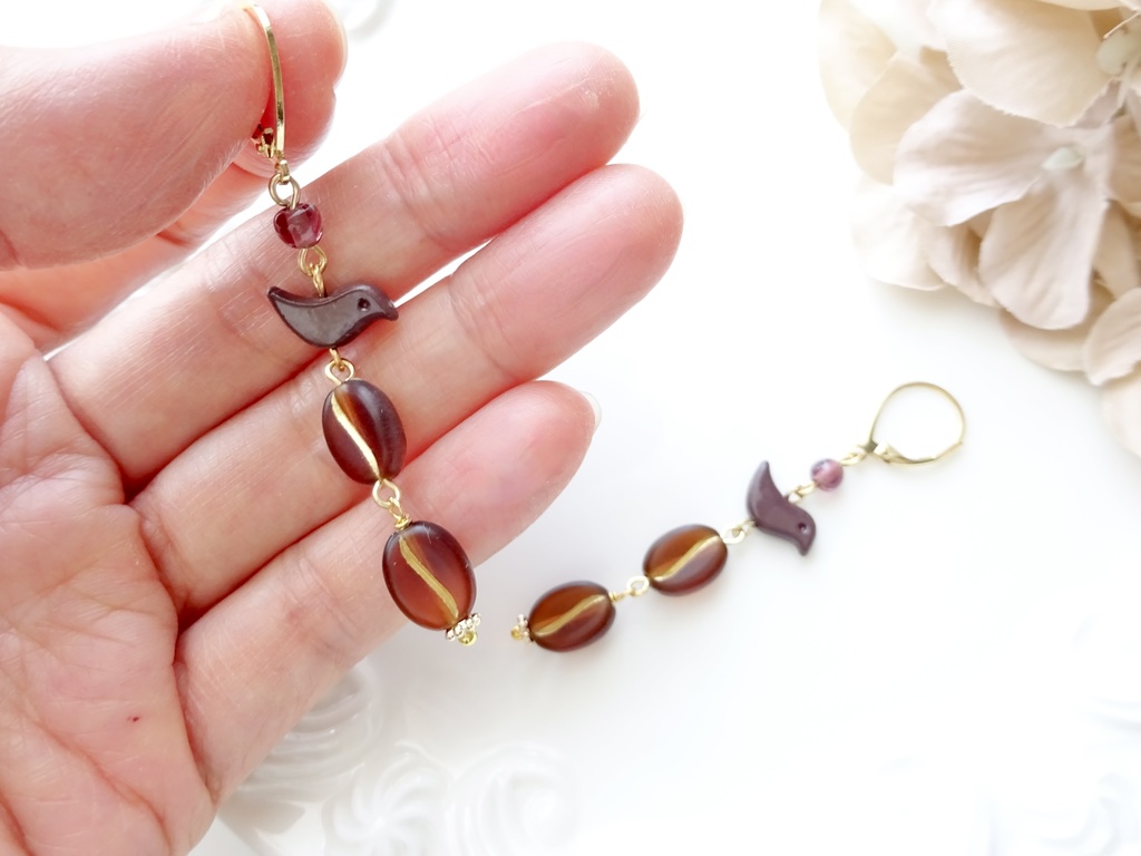 カフェバード ピアス・アイスコーヒー(イヤリングOK)