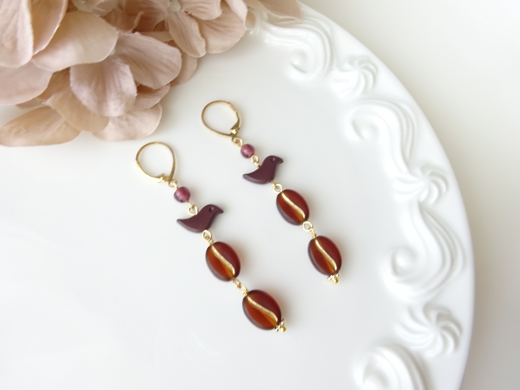 カフェバード ピアス・アイスコーヒー(イヤリングOK)