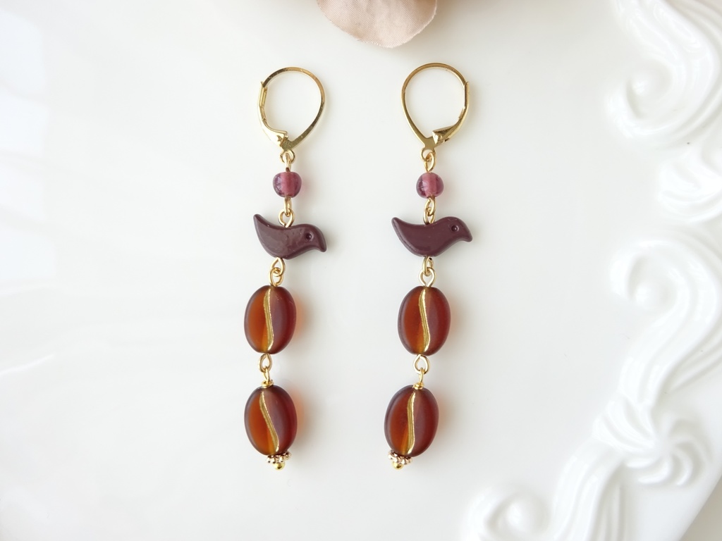 カフェバード ピアス・アイスコーヒー(イヤリングOK)