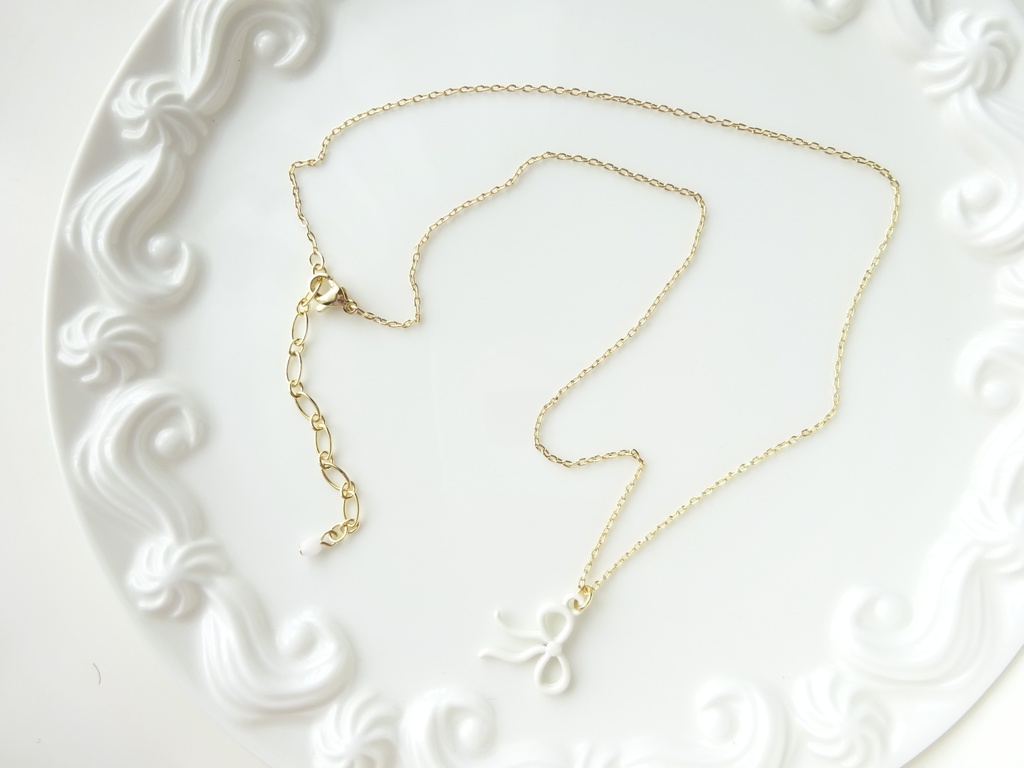 再販・リトルリボンネックレス・ホワイト