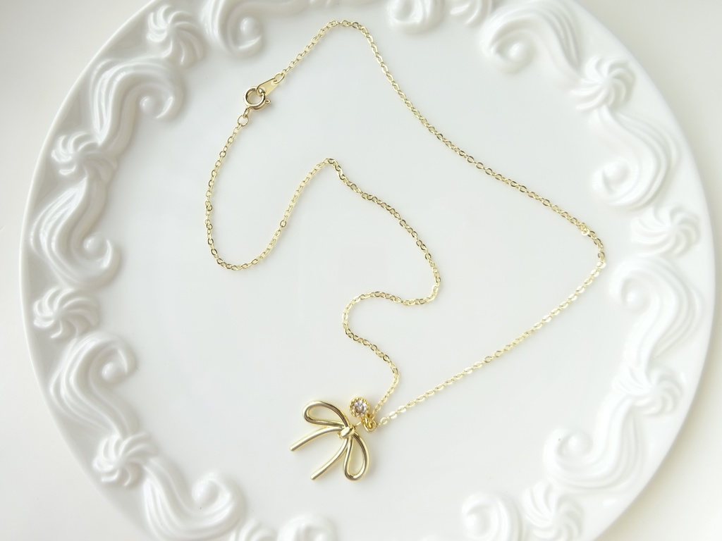 再販・2way・金色リボンのネックレス