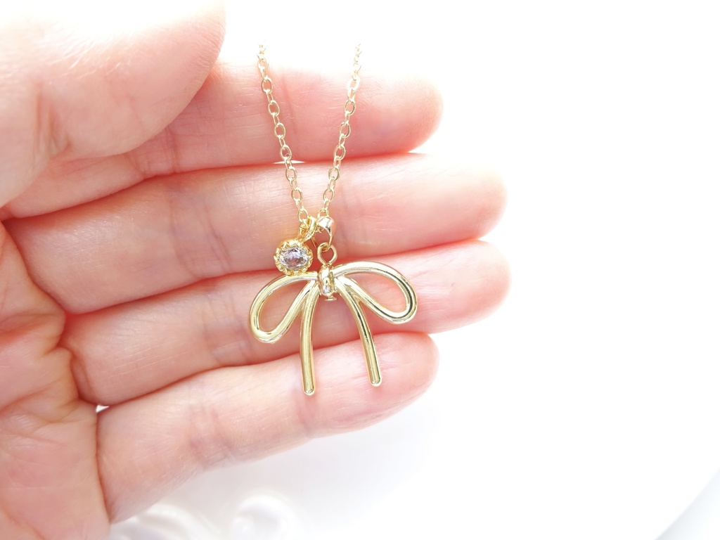 再販・2way・金色リボンのネックレス