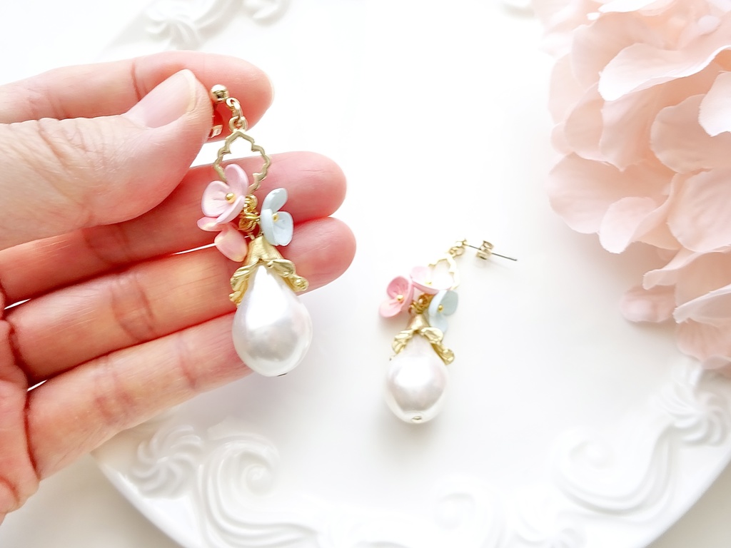 スイートパステルフラワーA ピアス(イヤリングOK)
