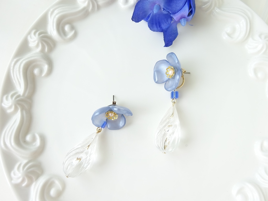 (2WAY)シエスタフラワー・ブルー(ピアスのみ)