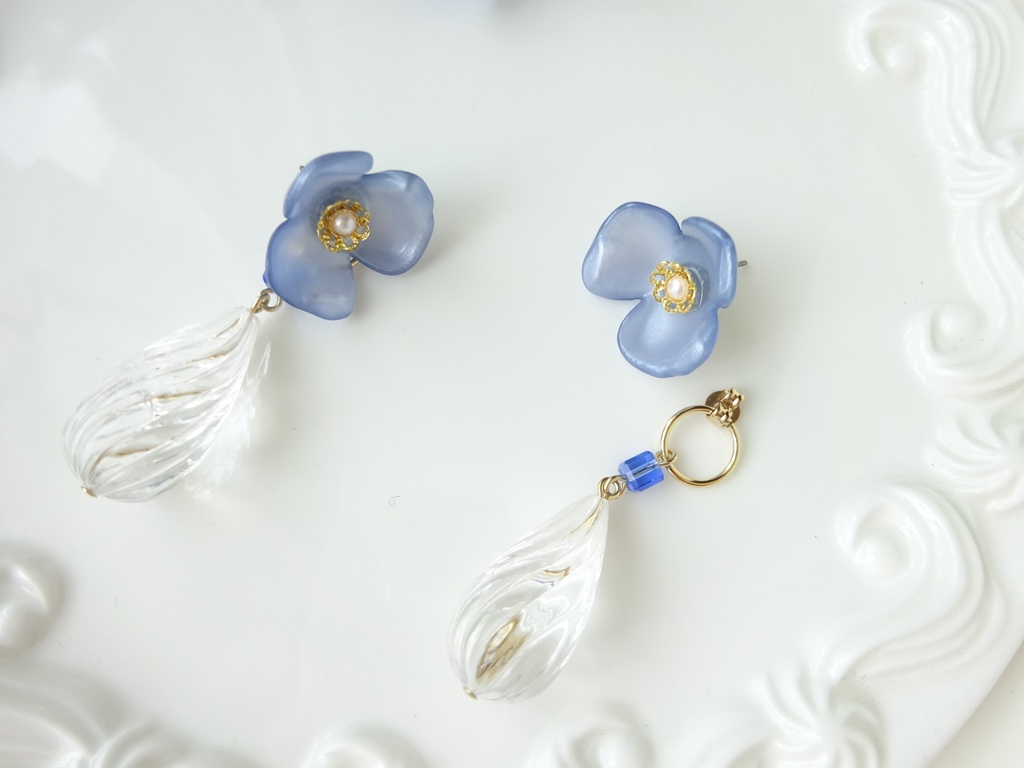 (2WAY)シエスタフラワー・ブルー(ピアスのみ)