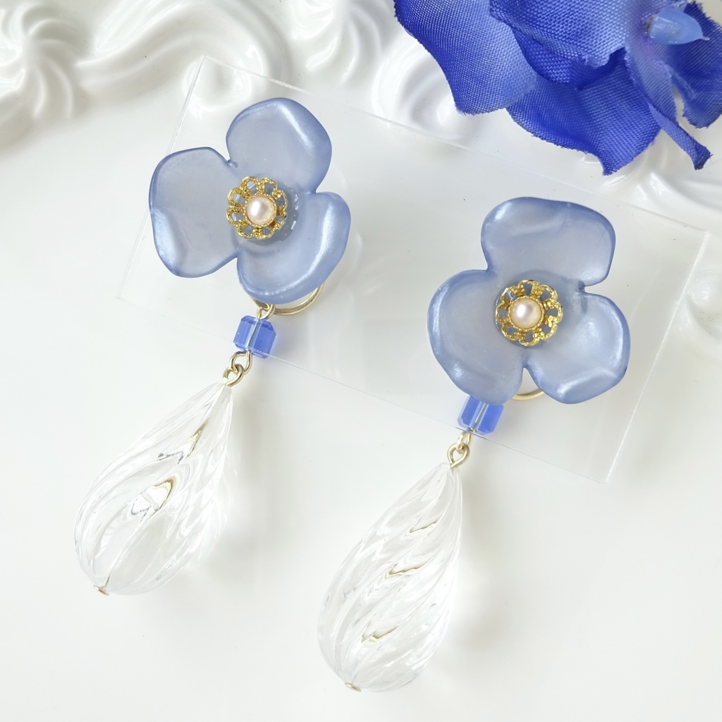 (2WAY)シエスタフラワー・ブルー(ピアスのみ)