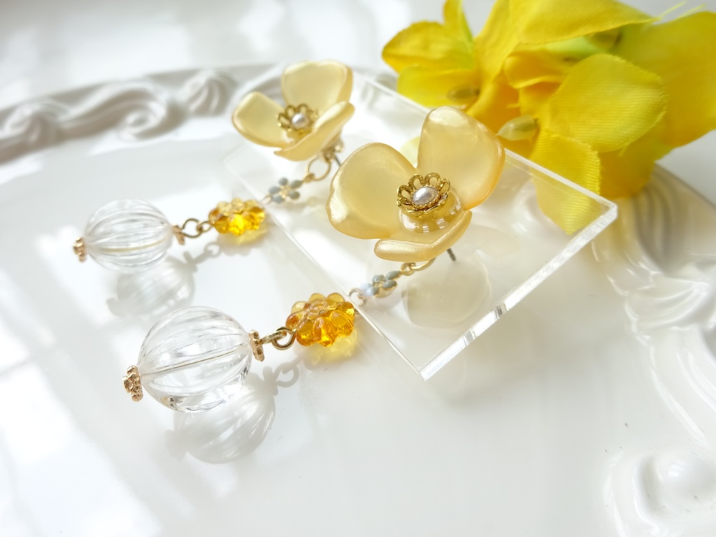 (2WAY)シエスタフラワー・イエロー(ピアスのみ)