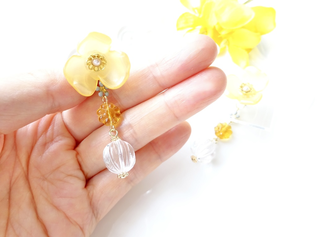 (2WAY)シエスタフラワー・イエロー(ピアスのみ)