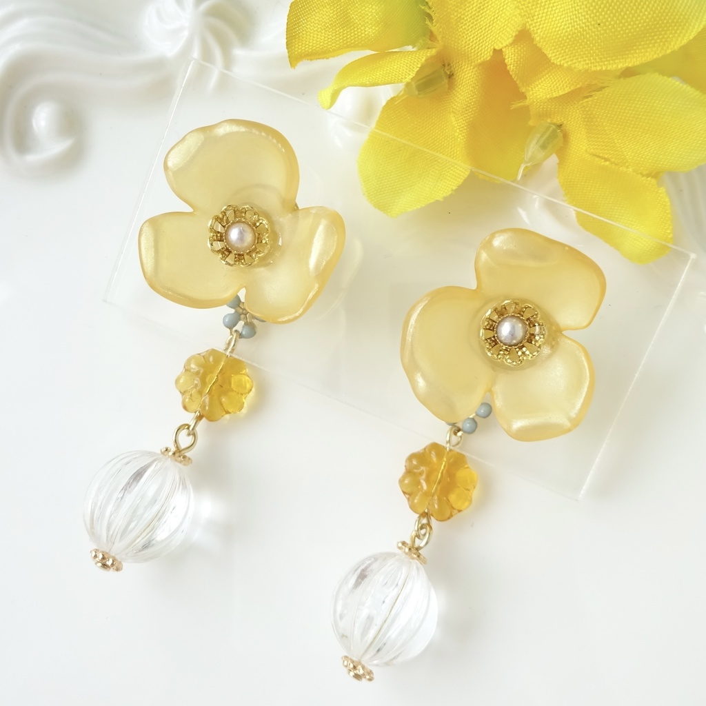 (2WAY)シエスタフラワー・イエロー(ピアスのみ)