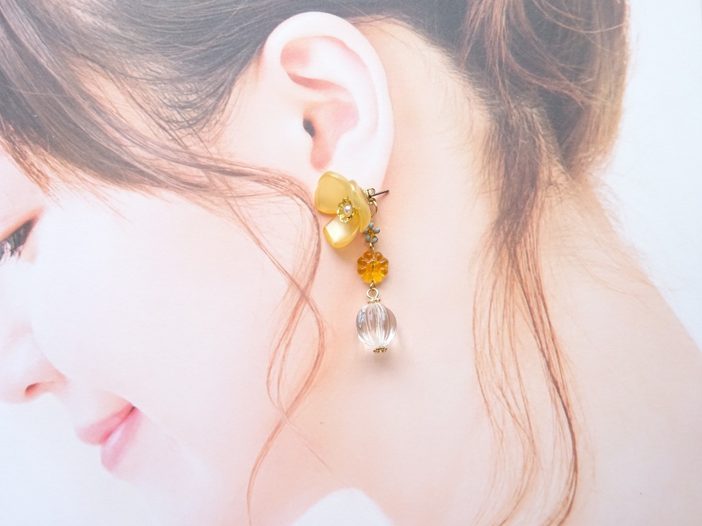 (2WAY)シエスタフラワー・イエロー(ピアスのみ)