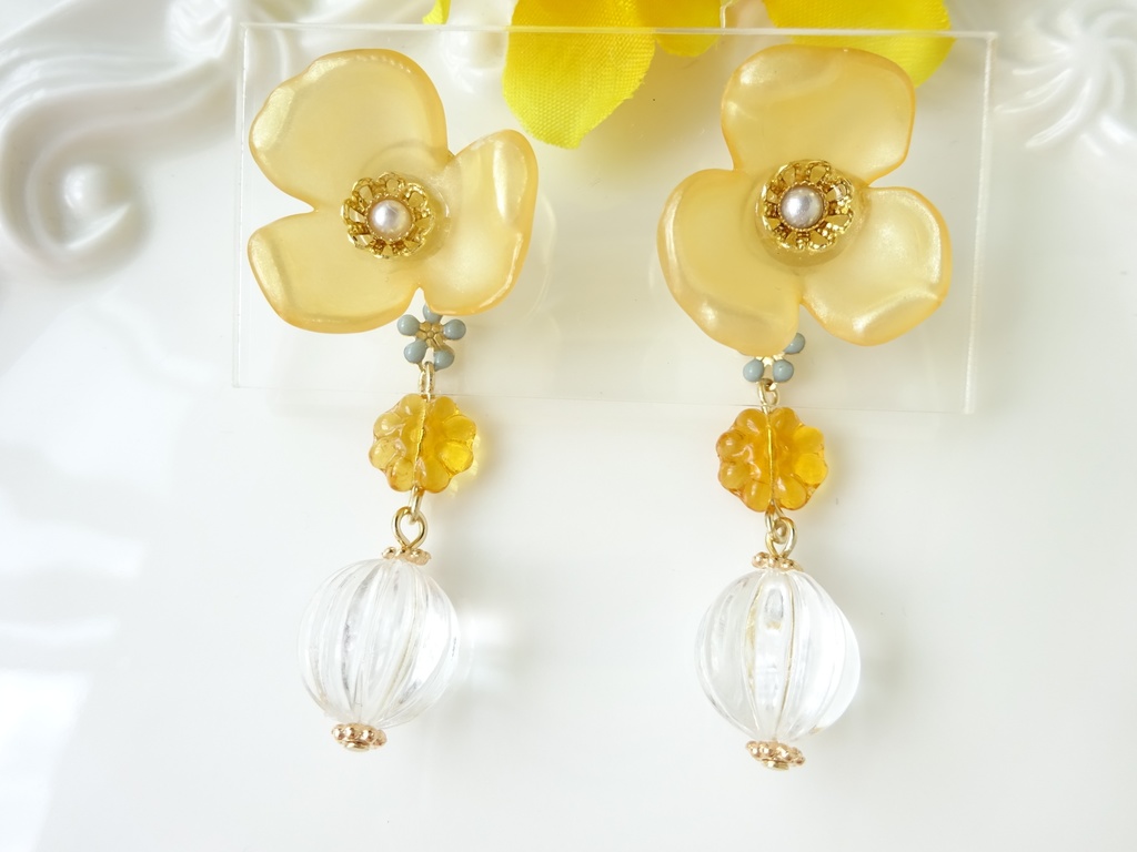 (2WAY)シエスタフラワー・イエロー(ピアスのみ)