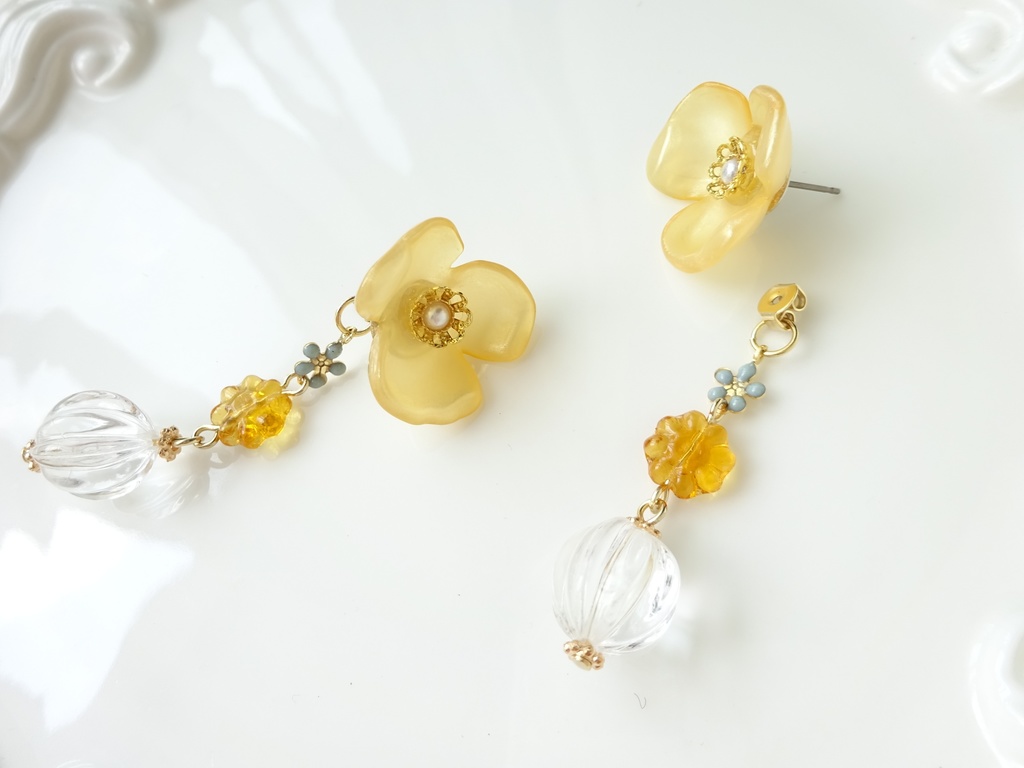 (2WAY)シエスタフラワー・イエロー(ピアスのみ)