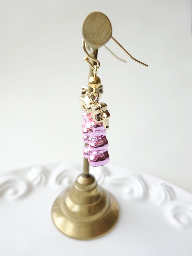 再販*スパークル テディピアス ピンク(イヤリングOK)