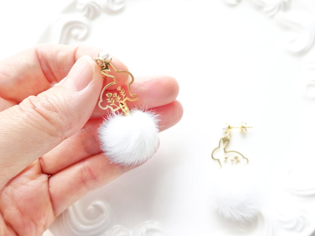 フラワーラビットピアス(ピアスのみ)