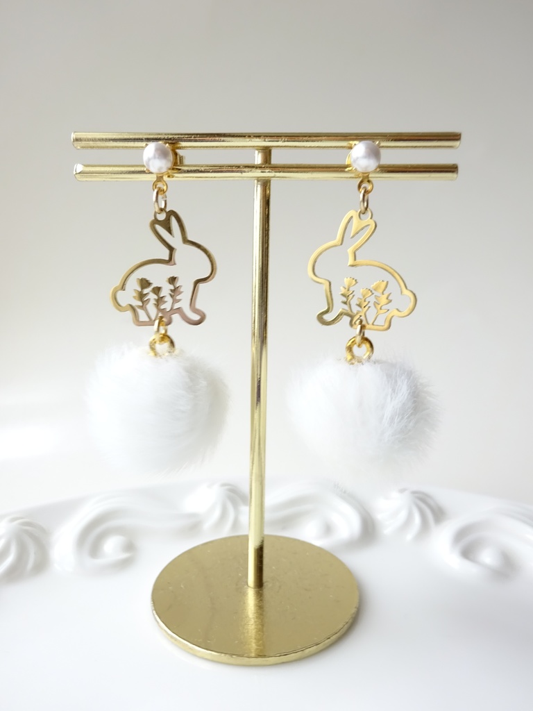 フラワーラビットピアス(ピアスのみ)