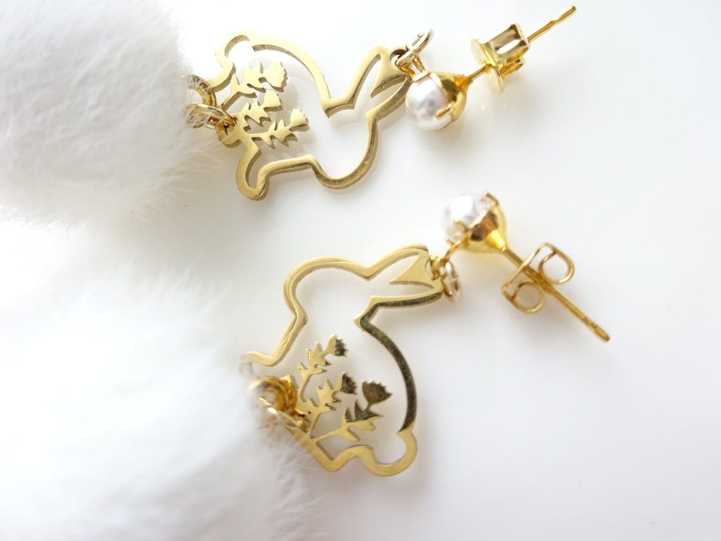 フラワーラビットピアス(ピアスのみ)
