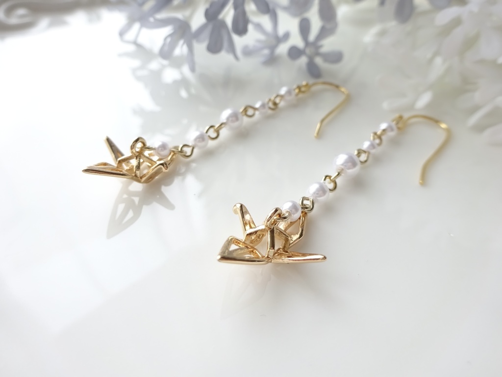 11/27再販*雪鶴ピアス(イヤリングOK)