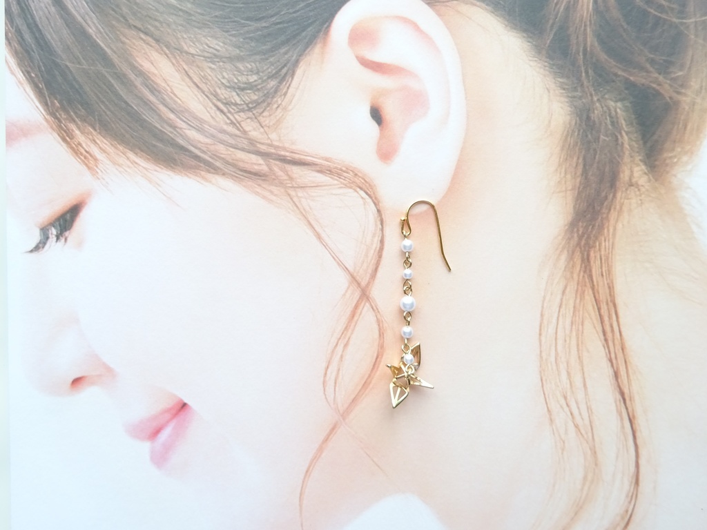 11/27再販*雪鶴ピアス(イヤリングOK)