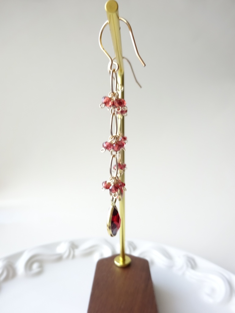 K14gf&ガーネットピアス(イヤリングOK)