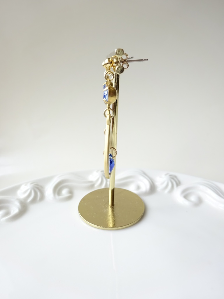 青色雨粒ピアス(イヤリングOK)