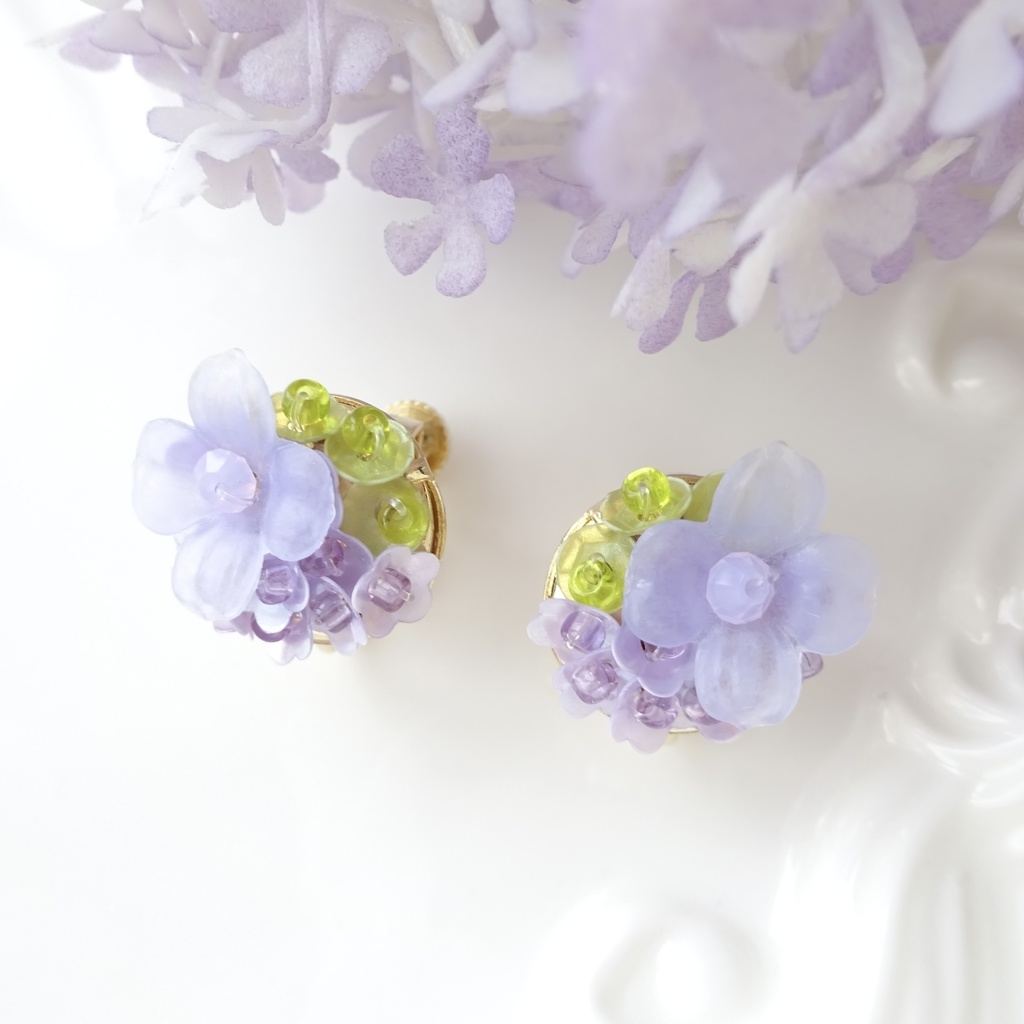 リトルハイドランジア・ラベンダー色(イヤリングのみ)