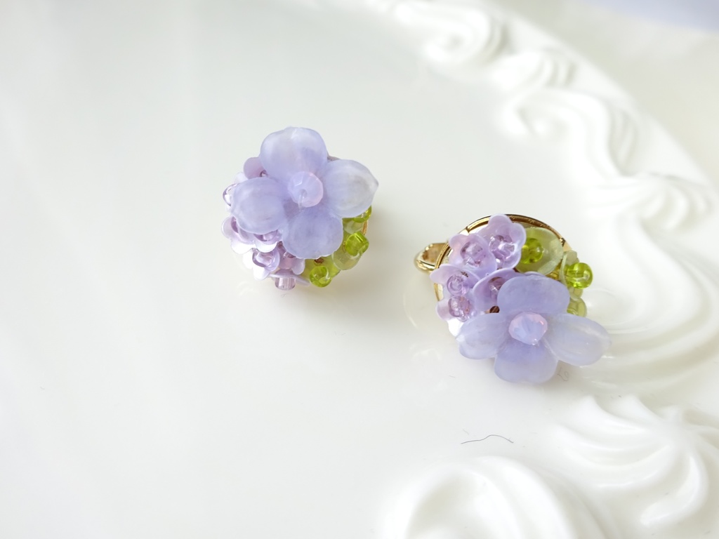 リトルハイドランジア・ラベンダー色(イヤリングのみ)