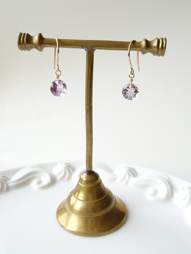 14Kgf&天然石アメジスト一粒ピアス(イヤリング変更不可)