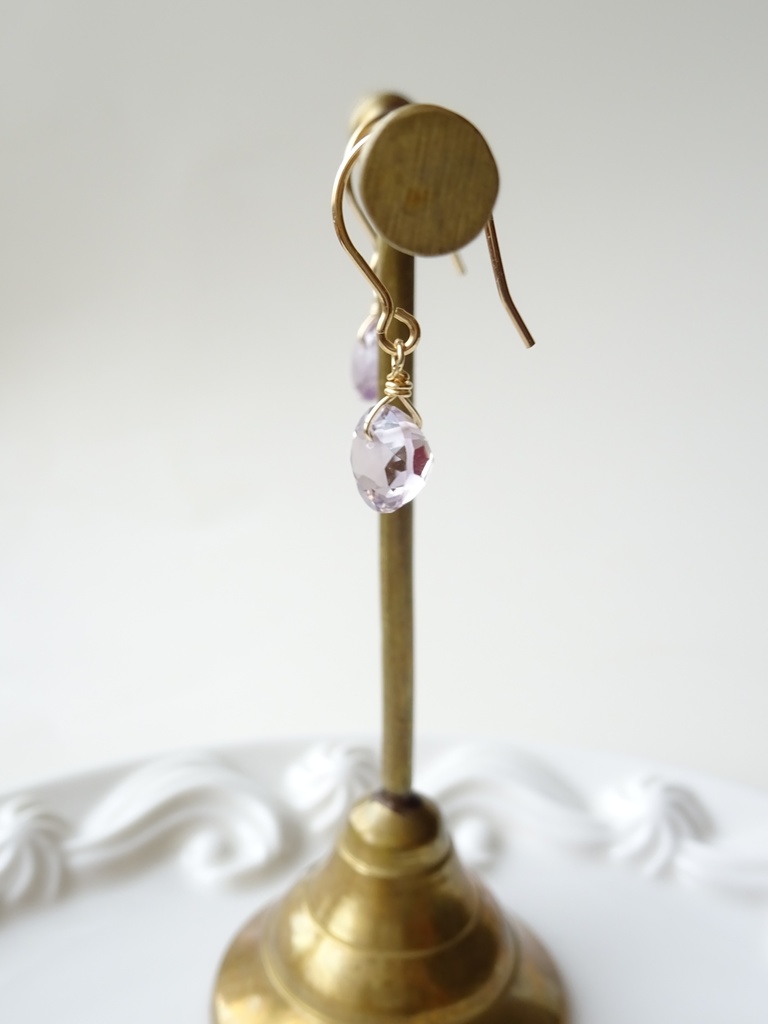 14Kgf&天然石アメジスト一粒ピアス(イヤリング変更不可)