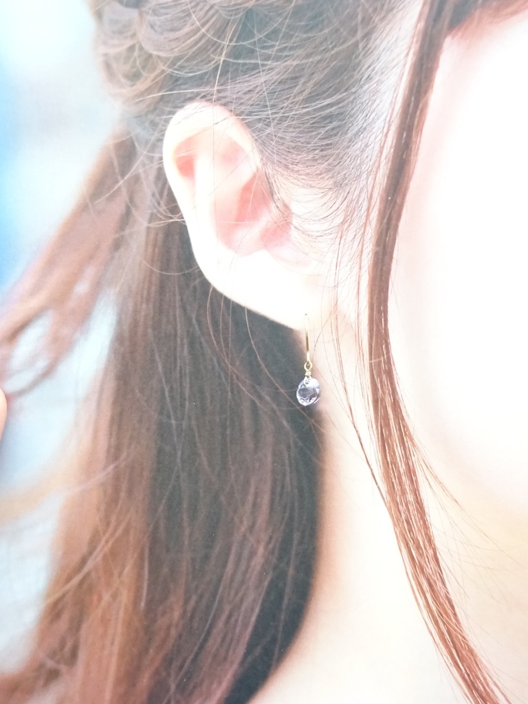 14Kgf&天然石アメジスト一粒ピアス(イヤリング変更不可)