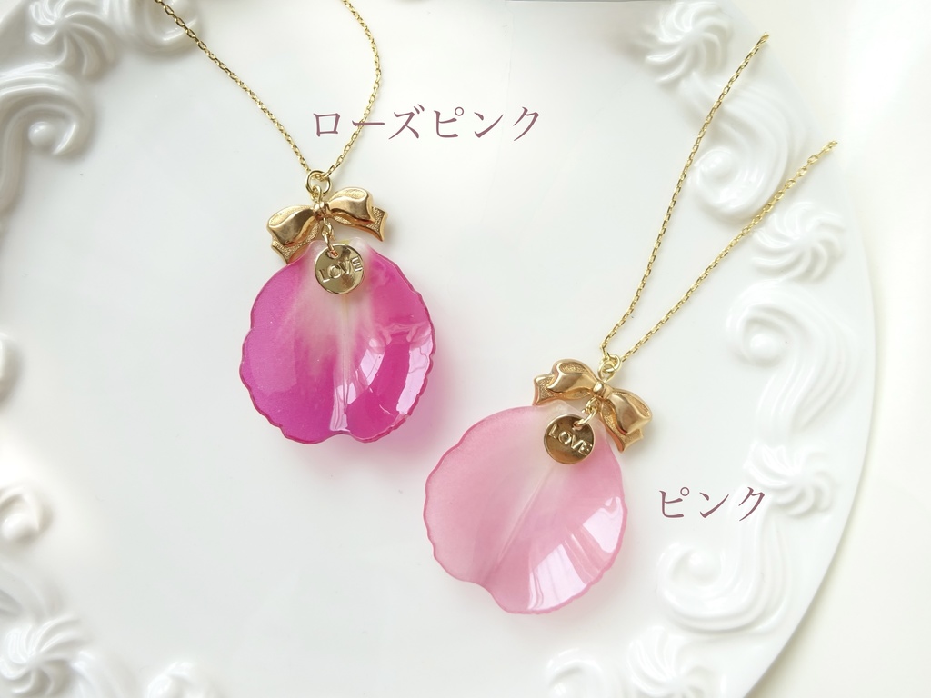 薔薇の花びらネックレス・ピンク