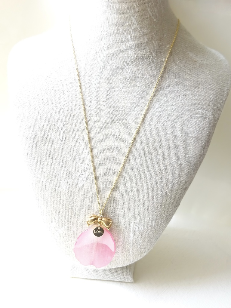 薔薇の花びらネックレス・ピンク